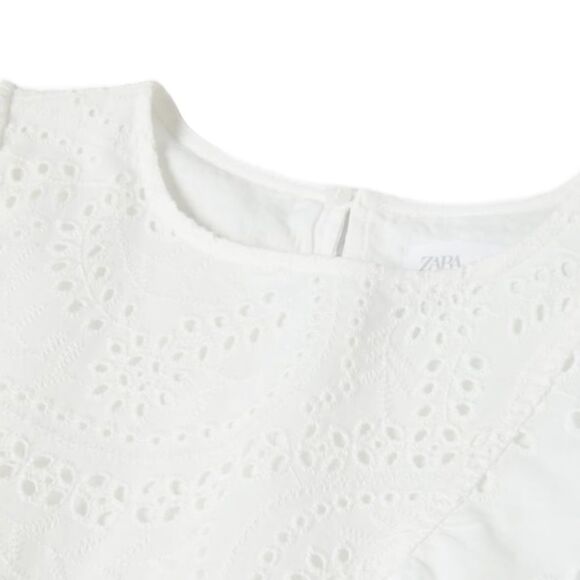 ZARA Kids | White | ASYMMETRIC SWISS EMBROIDERY DRESS - Picture 4 of 6